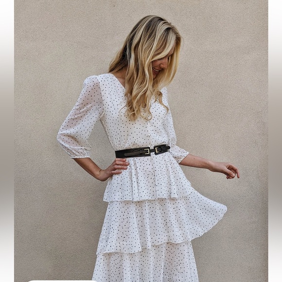 NWT Belle & Bloom polka dot midi tiered dress size small - Picture 3 of 10